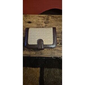 New Etienne Aigner Brown Leather Trimmed  Woven Wallet Never Been Used Boho